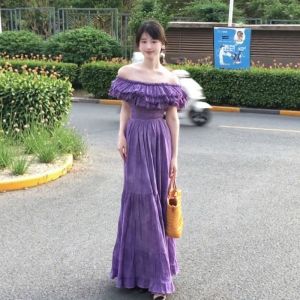 CHANGTONG | Elegant One-Shoulder Purple Long Dress