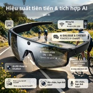 GUHUAVMI | Kính Thể Thao AI Tích Hợp Camera 16MP 4K 60FPS HD Âm Thanh Mở Tai Chống Tia UV400 Kính Đi Xe Đạp Gọi Bluetooth Đàm Thoại Thời Gian Thực Chống Nước IP54