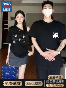 Unique Couple Matching T-Shirts One Long One Short Short Sleeve Cotton Tee Casual Summer Fashion Youthful Print round Neck