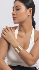 IngeSight.Z 6 Styles Exaggerated Hollow Out Wide Cuff Open Bangles for Women Punk Big Flower & Leaves Wrist Bracelet Jewelry
