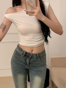 🔥Fran🔥 blouses women new style 2025 Off-shoulder Short Sleeved T-shirt Summer Spicy Girl T-shirt