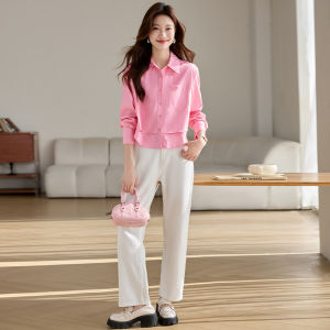 Ole Big Sale Double Layer Deconstruct Design Pink Shirt Womens Early Autumn Truncated Profile Shirt Commute Minimalist Tops