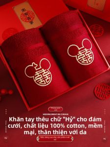 XIKUNLE | Red Cotton Bridal Face Towels Gift Set