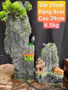 Hòn Non Bộ Mini Có Thác Nước Tạo Oxy Cho Cá - Núi Đá Hồ Cá