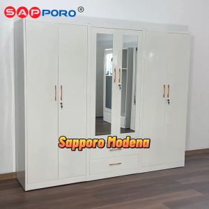 SAPPORO MODENA - Lemari Pakaian Besi 6 Pintu Gamis & Hijab Brankas Digital