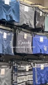 SPACH Men M018 | Celana Dalam Boxer Pria Elastis 6pcs / Boxer Pria Brand Fashion / Motif Garis / Karet Lebar / Tulisan Men