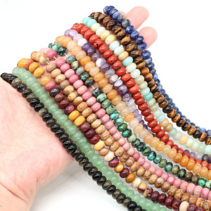 5x8mm Rondelle Shape Natural Stone Beads Amethyst Agates Jades Quartz Flat Round Spacer Bead For Jewelry Making DIY Bracelets