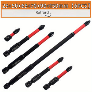 Magnetic Non-Slip Drill Bit Set 6/12 Pieces S2 Steel Crosshead and Impact Drill Bits Suitable for Electric and Hand Drivers