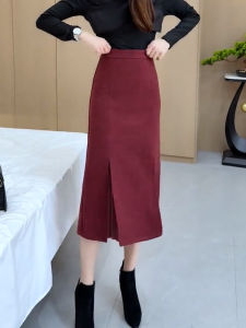 MANMI | Chân Váy Midi Đỏ Dây Nịt Cao Thời Trang Giúp Gọn Gàng