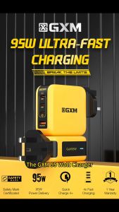 GXM 95W Ultra Fast Charge Adapter GaN Laptop MacBook 65W 100W Wall Charger Super Fast Charging 2.0 MacBook Dell iPad iPhone 16 15 Pro Max Samsung Galaxy S24 S23
