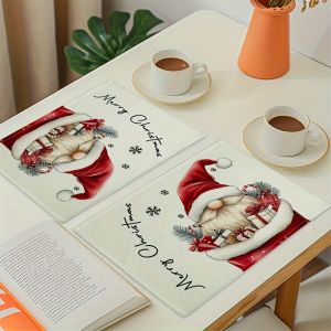 Bộ 4 Miếng Lót Đĩa Hình Ông Già Noel VIKAMA Dành Cho Bữa Tiệc Giáng Sinh Trang Trí Bàn Ăn Ngày Lễ Trang Trí Họp Mặt Gia Đình Dễ Chăm Sóc Chất Liệu Polyester
