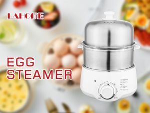 Lahome เครื่องต้มไข่ แถมฟรีที่ตอกไข่ Egg Boiler เครื่องนึ่งไข่อเนกประสงค์ ต้ม หม้อต้มไข่ จับเวลา เครื่องไข่ต้มไฟฟ้าสแต