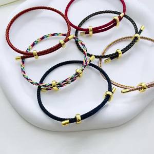 Adjustable Steel Wire Rope Leather Cord Red Rope Versatile Couple Bracelet Cord Traditional Chinese Culture Symbol Lucky Beads