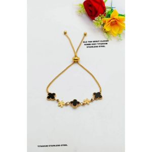 Gelang Serut Bunga Grigi & Satu Sisi Permata Titanium