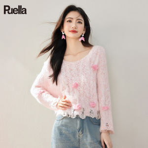 Puella | Sweet Pink 3D Flower Design Womens Korean Style Sweater