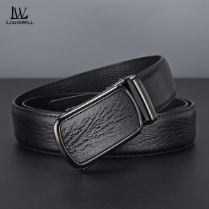LouisWill Fashion Men’s Belt Business Leisure Belt Stylish Automatic Buckle Belt Second-layer Cowhide Waistband Stylish Simple Nice Waistband Durable Belt