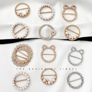 Elegant Pearl Shirt Corner Knot 2025 New Silk Scarf High-End Button Clothes Buckle Waist Cinching Fashion Jewelry Pin