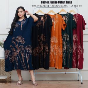 Daster batik lowo kalong jumbo ld 150cm serut dada hitam pekat rayon tebal adem