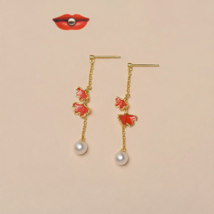 Chinese Style Double Sweet Kernel Pearl Earrings 5-6mm
