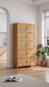 Storage Cabinet Bamboo Cabinet 4/6/8/10 Layers Bookshelf Storage Rack Cabinet Storage HomeStorage Cabinet Almari Buku 置物柜