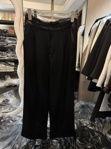 High Waist Straight Leg Thin Acetate Wide Leg Pants Womens Casual Trousers Long Fashionable Commute Style Polyester Fiber