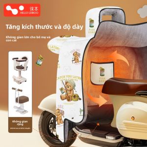 HELLOLEIBOO | Vỏ bọc xe máy điện dày dặn có lót lông cừu cho trẻ em mùa đông chống gió chống thấm nước mới 2024 Vỏ bọc xe máy điện cho phụ huynh và con