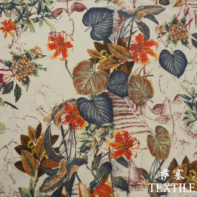 Pure Cotton Linen Floral Print Fabric Fresh Vintage Handmade Skirt Dress Material Country Style Home Decor Curtains Quilts
