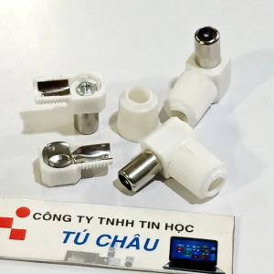 Đầu cắm Tivi Camera... gốc Vuông 90 độ -Chuẩn cắm Anten - RF In Võ nhựa / Túi 2 đầu