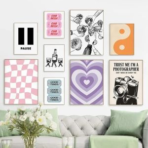 Abstract Art Preppy Aesthetics Pink Fashion Celebratory Wine Glasses Poster Canvas Paintings Wall Art Pictures Home Decor