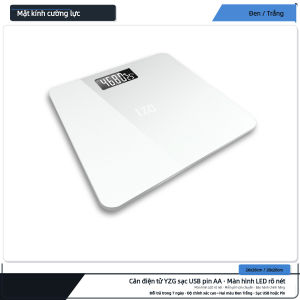 Cân Điện Tử Body Scale 0-180KG Chính Xác Cao - Sạc USB Pin Gia Dụng Phong Cách Tối Giản 2 Màu Đen Trắng