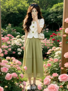 LIRUSHAN | French Elegance Summer Long Dress Slimming