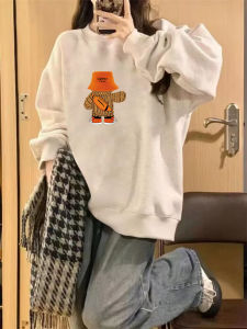 Hong Kong Style Chic Sweatshirt Female 2024 Spring and Autumn Loose Student BF Idle Style Capless round Neck Oversize Outwear