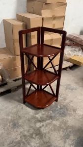 Kệ góc 3 tầng thanh X sâu 28 cm gỗ cao su chắc chắn - Hàng lắp ráp - Ori house