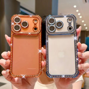 Bling Shockproof Clear Case For iPhone 17 16 15 14 13 Pro Max Glass Lens Protection Shiny Glitter Diamond Transparent Soft Cover