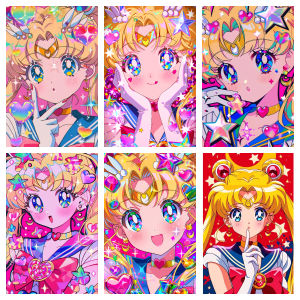 DIY Sailor Moon Glitter Heart Star Diamond Painting Mystical Fantasy Modern Wall Decoration for Living Room Bedroom