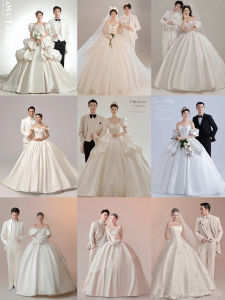 เรียบหรู ธีมศาลการถ่ายภาพคู่แต่งงาน เดรส อ้วนขนาดใหญ่ กระโปรง ชุดราตรี ผู้หญิง สตูดิโอแฟชั่นแสงระดับไฮเอนด์ในร่ม