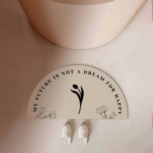 Luxury Style Bathroom Entrance Water Absorbent Mat Home Floral Bathrooms Anti-Slip Mat Semi-Circular Wear-Resistant Diatom Mud Floor Mat