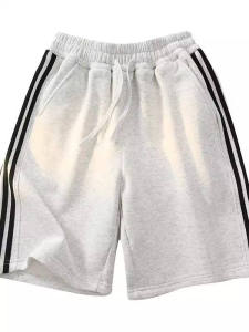 Quần Short Sọc Ba Thanh Cỡ Lớn Mùa Hè Quần Thể Thao Rộng Rãi Cho Nam Quần Dài Năm Điểm Thoáng Khí Thoải Mái Vải Polyester Thường Ngày