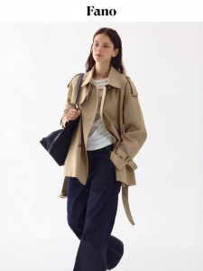 fano studios | Áo Khoác Trench Ngắn Vintage Có Vai Rộng Dễ Tháo Cho Nữ
