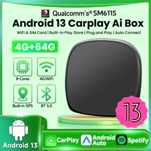 Android 13 Wireless CarPlay Ai Box QCM6115 8Cores Support Netflix&Youtube Built-in GPS 4G LTE SIM For Ford Benz VW Audi Toyota