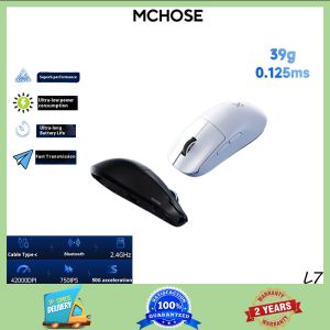MCHOSE L7 Pro Ultra PAW3395 8K Mouse Three Modes 2.4g Wireless Custom Lightweight E-sports Gaming PC Mouse Ergonomic