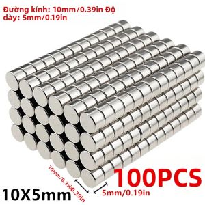100 Cái Nam Châm Đĩa Tròn Siêu Mạnh 10x5mm Dùng Cho Thủ Công DIY Đinh Gài Từ Tính Mạnh Màu Bạc Dùng Để Cất Đồ Trong Tủ Lạnh