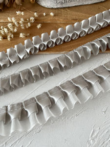 Silver Grey Lace Trim DIY Handmade Skirt Decoration Clothing Accessories Pleated Gimp Ribbon Home Fabric Sewing Materials