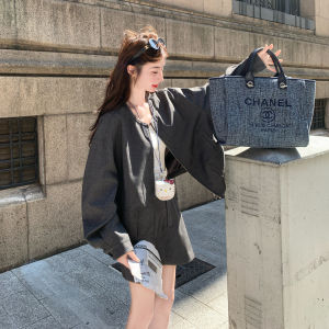 Grey French Vintage Casual Versatile Set Womens 2025 Autumn New Outer Short Skirt Two-piece Set High Waist Short Skirt