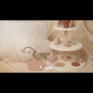 BỘ ĐỒ CHƠI TIỆC TRÀ CHIỀU VÀ THÁP BÁNH GSERIN BẰNG GỖ PHONG CÁCH CỔ ĐIỂN ĐÁNG YÊU CHO BÉ CHƠI ĐỒ HÀNG
