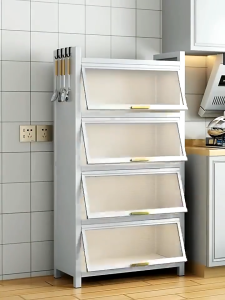 NINI Large Capacity Kitchen Storage Cabinet Dustproof Pantry Organizer Flip Door Cupboard Multi Layer Kitchen Organizer for Microwave Tableware