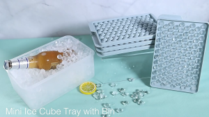 【🚀SG】104-grid round ball ice tray 4-piece set made of food-grade PP material with storage box + ice shovel 圆形冰格4件套 快速冰格