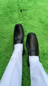 New Mens Black Shoes Fashionable Square Toe Waterproof Rubber Shoes Korean Style Square Toe Non-slip Work Black Student Black Shoes 0105523