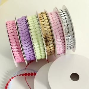 20yards/roll 8mm Colorful Heart Shape Satin Ribbons For Garment Sewing Decoration DIY Wedding Party Gifts Wrapping Bows Ribbon