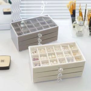 Three Layer Acrylic Transparent Jewelry Storage Box With Flannel Linning
